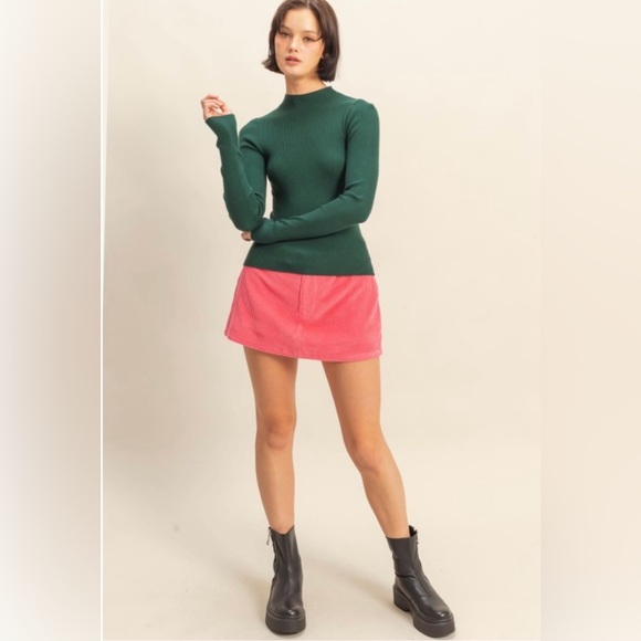 Women's Pink Corduroy Mini Skort - Picture 4 of 5